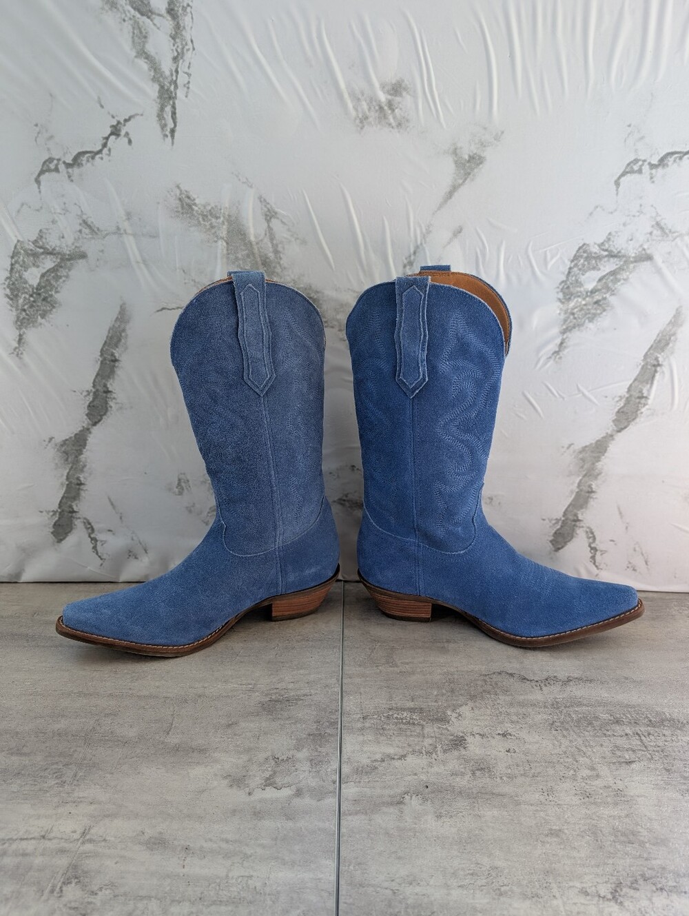 Dingo Out West Blue Suede Snip Toe Women's Cowboy Cowgirl Boots Size 9 Western - Picture 9 of 15